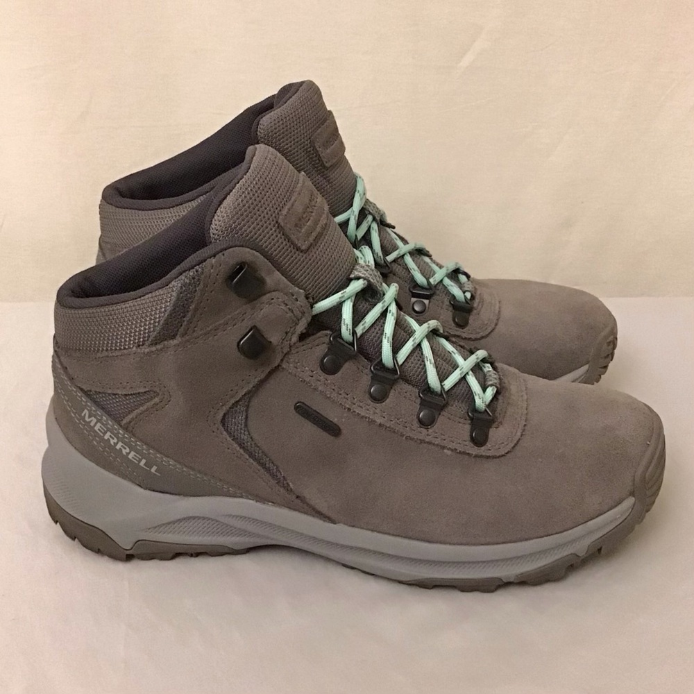 Merrell 10 Women's Erie Mid Waterproof Hiking Boots Gray Shoes *Missing Insoles* - Picture 11 of 12